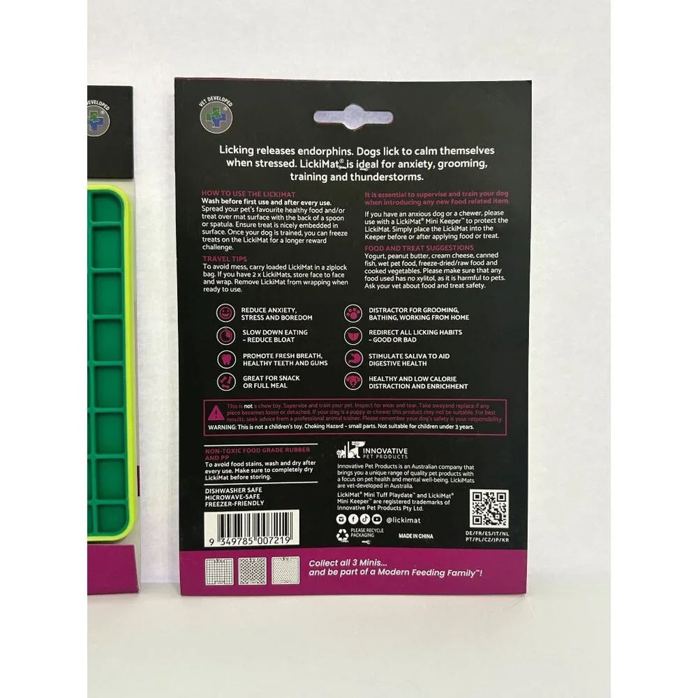 TWO LickiMat Slow Feeder Treat Mats Entertain Reduce Stress & Boredom for Dogs
